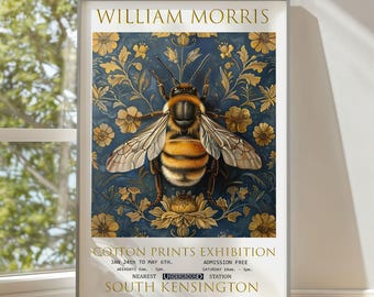 William Morris Bee Poster Print, Vintage Floral Wall Art