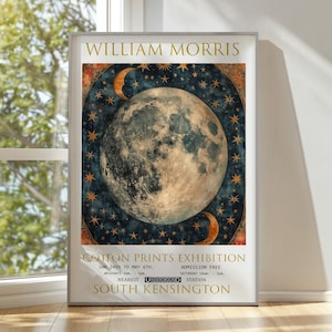 William Morris Poster, William Morris Ausstellungsdruck, William Morris Druck, Vintage Poster, Textilkunst, Vintage Wandkunst, Mond & Sterne