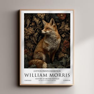 Fox William Morris Print – Vintage Animal Dark Academia Painting, Botanical Wall Art, Victorian Home Décor, Baroque, British Textile Art
