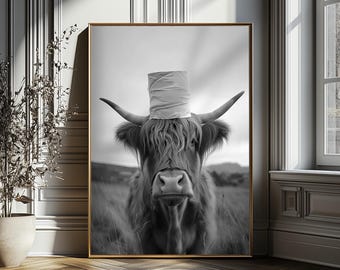 Highland Cow Art Print: Whimsical Scotland Animal Poster