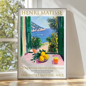 Open Window Henri Matisse Print, Modern Exhibition Prints, Matisse Painting, Fauvism Art, Mediterranean Sea, Summer, Lemon Tree, Ocean View