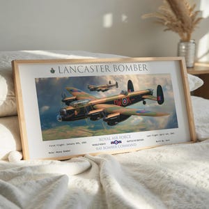 Lancaster Bomber WWII Aviation Art Print: Vintage Style RAF Airplane