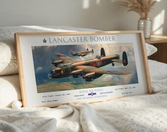 Lancaster Bomber WWII Luftfahrt Kunstdruck: Vintage Style RAF Flugzeug