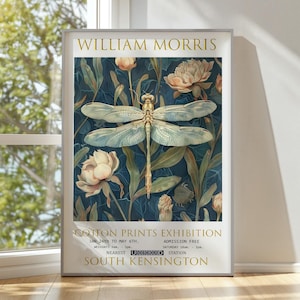 William Morris Dragonfly Print, William Morris Exhibition Poster, William Morris Poster, Vintage Poster, Textiles Art, Vintage Wall Art,