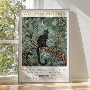 William Morris Print, William Morris Exhibition Print, William Morris Poster, Vintage Poster, Textiles Art, Vintage Wall Art, Black Cat