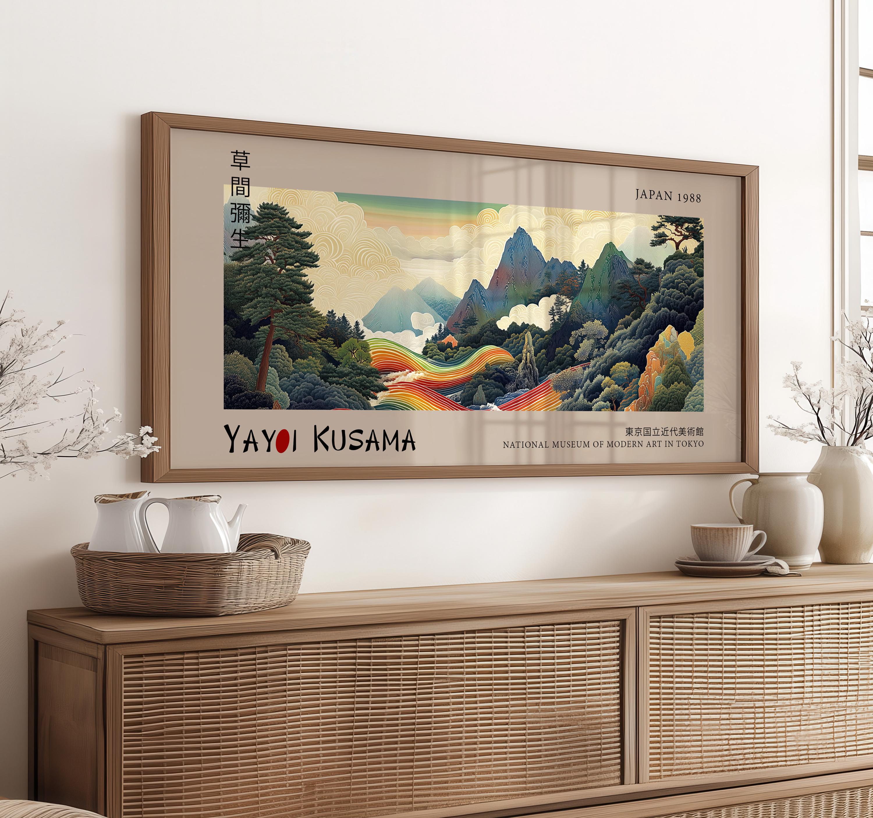 Yayoi Kusama Panoramic Print - Zen Forest Landscape, Japanese Wall Art, Modern Abstract Wall Decor, Exhibition Poster