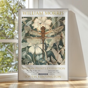 William Morris Dragonfly Print, William Morris Exhibition Poster, William Morris Poster, Vintage Poster, Textiles Art, Vintage Wall Art,