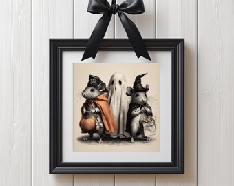 Halloweenmuis – Gotische muurkunst potloodtekening trick or treat