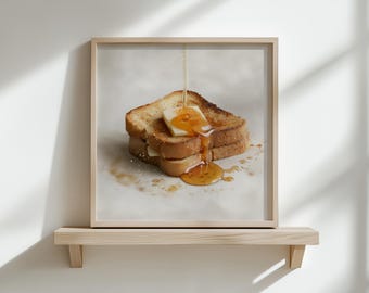 Toast with Syrup Art Print – Farmhouse Kitchen Food Poster
