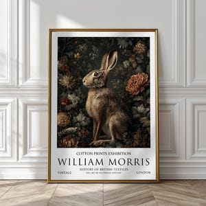Hare William Morris Print – Vintage Victorian Animal Dark Academia Painting, Botanical Wall Art, Baroque Décor, British Textile Art