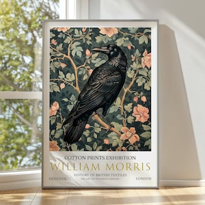 William Morris, William Morris Exhibition Poster, Morris Wall Print, Vintage Wall Art, Textile Art, Vintage Poster, Raven Art Print