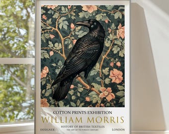 William Morris Raven Art Print: Vintage Floral Textile Design