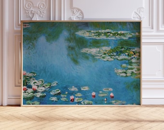Monet-kunstdruk waterlelies: vintage impressionistisch interieur
