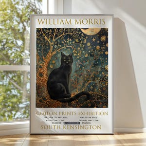 William Morris Black Cat Print, William Morris Exhibition Print, William Morris Poster, Vintage Poster, Textiles Art, Vintage Wall Art, Gift