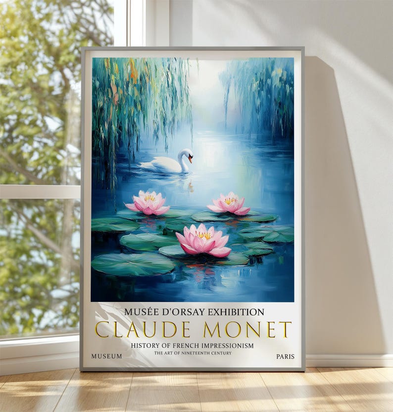 Impression de nénuphars Monet : art mural nature impressionniste français image 1