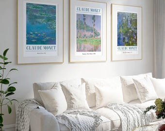 Claude Monet Floral Print Set: Impressionist Vintage Decor