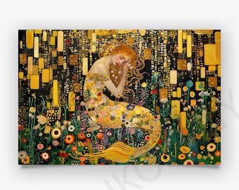 Póster de sirena de Gustav Klimt, arte mural de sirena