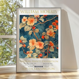 William Morris Print, William Morris Exhibition Print, William Morris Poster, Vintage Poster, Textile Art, Vintage Wall Art, Begonias Print