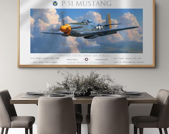 P-51 Mustang WWII Fighter Plane Print: USAF Warbird Aviation Art