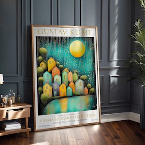 Gustav Klimt Night Village Art Nouveau Print: Moon & Stars