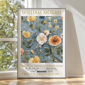 Impresión de William Morris, póster de la exposición de William Morris, póster de William Morris, arte de pared vintage, arte floral, póster vintage, regalo para ella