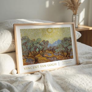 Van Gogh Olive Trees Under Sun Print –  Famous Impressionist Landscape Art | Vibrant Fine Art Poster - Van Gogh Exhibition Poster