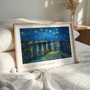 Sternenklare Nacht über der Rhône Drucke - Van Gogh Sternennacht an der Rhône - Impressionistisches Poster - Blaue Wandkunst - Sternenklare Nacht