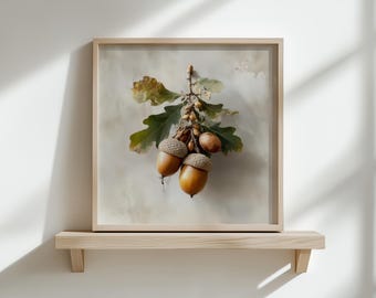 Lámina artística vintage de bellota: decoración botánica para la pared de la cocina