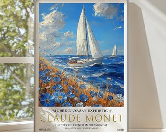 クロード・モネ「アルジャントゥイユのヨット」の版画：印象派の海景
