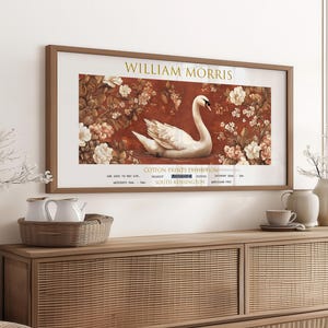 William Morris Panoramic Print, William Morris Exhibition Print, William Morris Poster, Vintage Floral Wall Art, Textiles Art, Swan Print