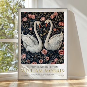 William Morris Wall Print, William Morris Exhibition Poster, William Morris, Vintage Wall Art, Victorian Art, Vintage Poster, Swans Print