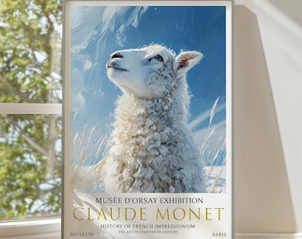Affiche vintage moutons d'hiver – Paysage d'hiver de Claude Monet