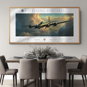 B-17 Flying Fortress Print: Vintage WWII Aviation Art, US Military Decor