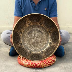 Large Handmade Tibetan Singing Bowl – Buddha Feet Sound Healing Bowl for Meditation, Yoga, Chakra Balancing – Made in Nepal by Nadayoga