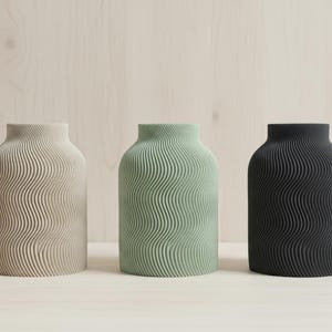 Jarrón LUNA Japandi | Jarrón minimalista con aspecto de piedra o verde apagado