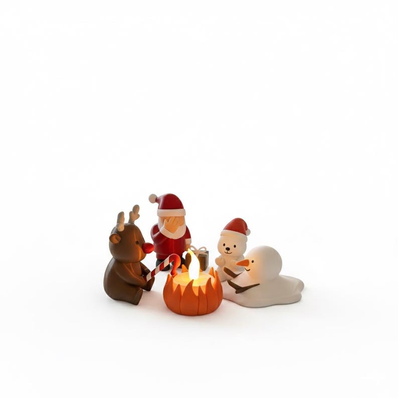 Rolig juldekoration med LED | Jultomten, ren och smältande snögubbe Deluxe (Bear + LED)
