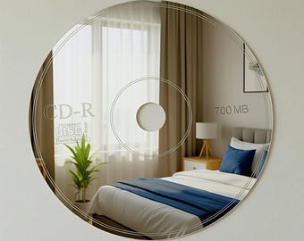 CD Disc Wall Mirror, Retro Style Home Décor Accent Short Description, Unique wall mirror in the shape of a CD disc, Modern Home Décor Idea