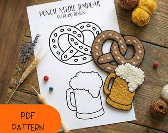 DIY Punch Needle Template, Beer Pretzel Coaster Design, Galentine's Day DIY Gift, Coaster Pattern