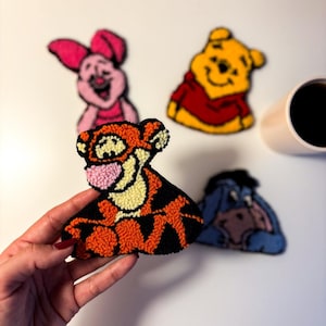 Winnie Tiger Punch Needle Coaster, Cartoon Mug Rug