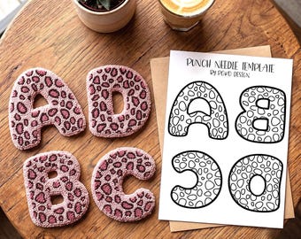 Punch Needle Alphabet Pattern PDF, Leopard Letters Template, DIY Cake Topper & Name Banner