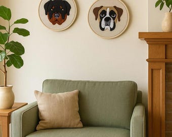 Punch Needle Dog Portrait: Handmade Embroidery Hoop Wall Art