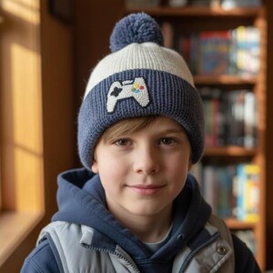 Custom Game Controller Beanie, Handmade Gamer Knit Hat