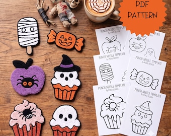 Halloween Punch Needle Coaster Pattern,  DIY Home Decoration Template