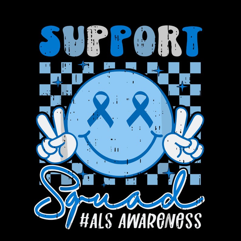 ALS Awareness SVG | Support Squad PNG | Blue Ribbon Design ...