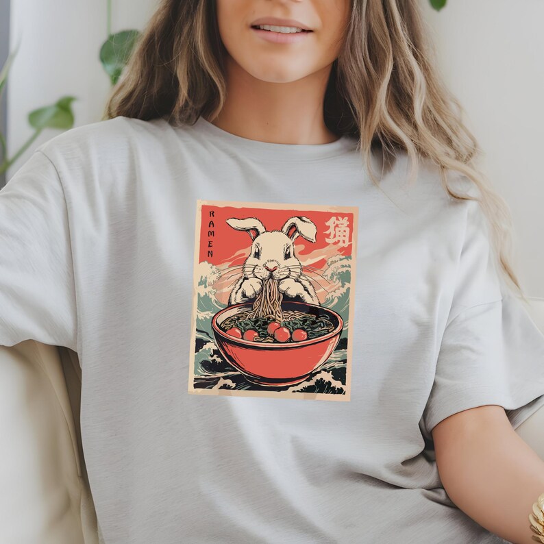 Japanese Ramen Rabbit PNG | Asian Food Art | Ukiyo-e Wave Design ...