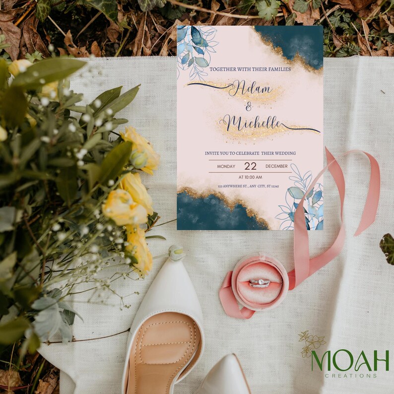 Digital Printable Wedding Invitation Template minimalist Wedding