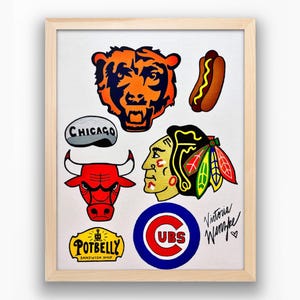 Chicago Sports Poster | Digital Download Art Print | Chicago Bears, Bulls, Cubs, Blackhawks | Chicago Gift, Boyfriend Gift | Dorm Decor