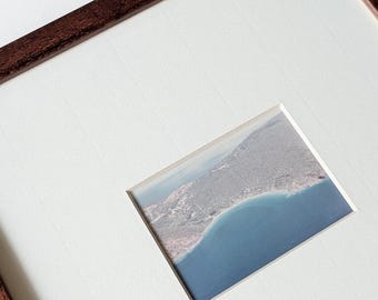 Vintage 1970s Aerial Beach Photography | Framed Mediterranean Coastal Art | Retro Travel Wall Decor