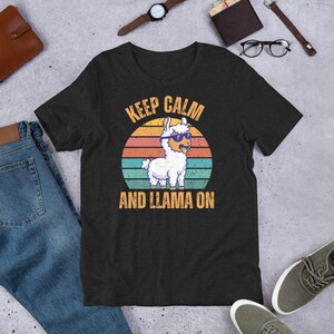 Retro Llama T-Shirt, Vintage Llama Shirt, Keep Calm and Llama On Shirt, Animal Lover Gift Tee Shirt, Funny Llama Shirt