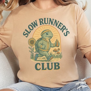 slow runner&#39;s club shirt funny jogging tee marathon training shirt couch tee track and field shirt turtle jogging shirt jogger gift